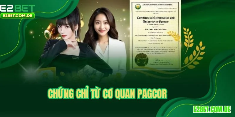Chứng chỉ từ cơ quan PAGCOR